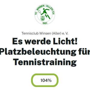 Erfolgreich abgeschlossen: Tennis auch nach Sonnenuntergang! - Crowd-Funding für LED-Flutlicht